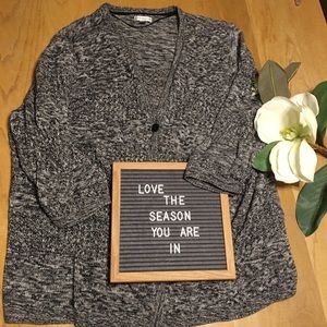 Croft Marled Black White Cardigan Sweater 3X